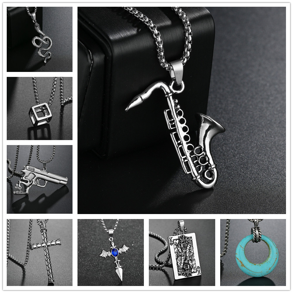 Musical Instrument All - Collana classica da uomo con sassofono
