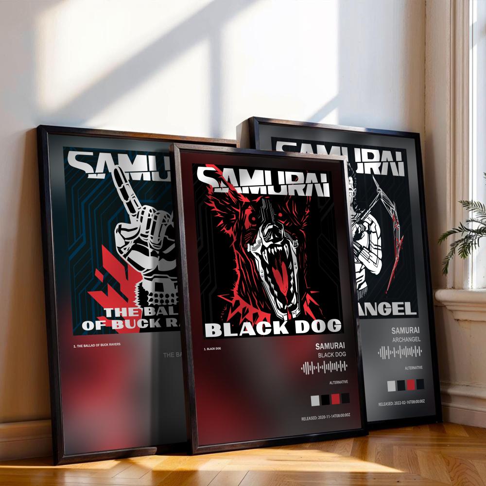Musical Instrument Painting - Cyberpunks Samurai Poster Copertina dell'album musicale