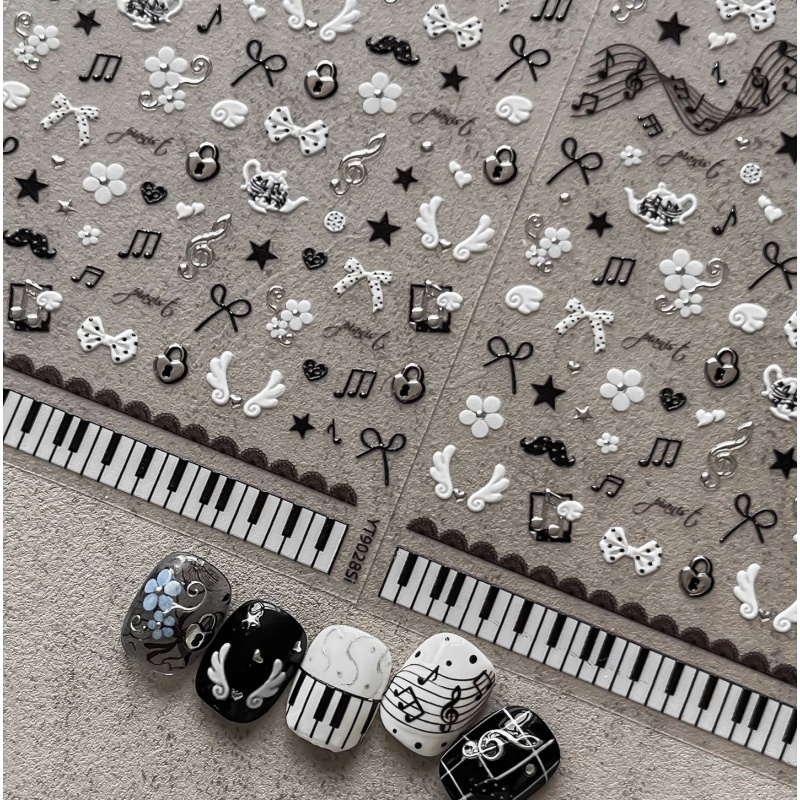 Musical Instrument Painting - Adesivi per unghie con note di