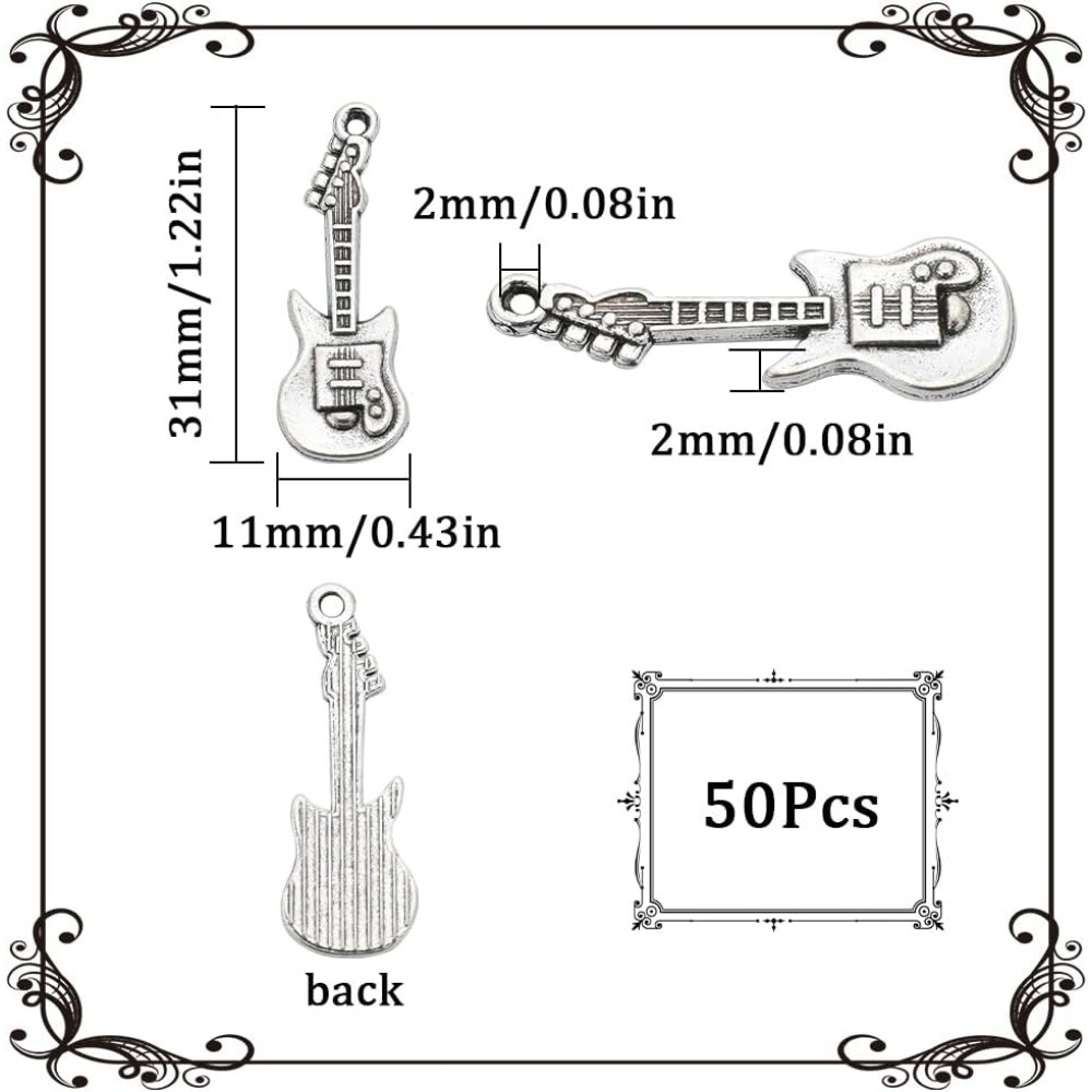 1 scatola da 50 pezzi ciondoli - Musical Instrument Guitar recensione e prezzo